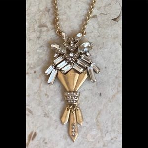 J. Crew Gold Tone & Crystal Pendant Necklace